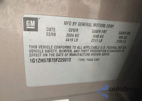 2008 Chevrolet Malibu Lt z USA, uszkodzony, nr VIN 1G1ZH57B78F229913